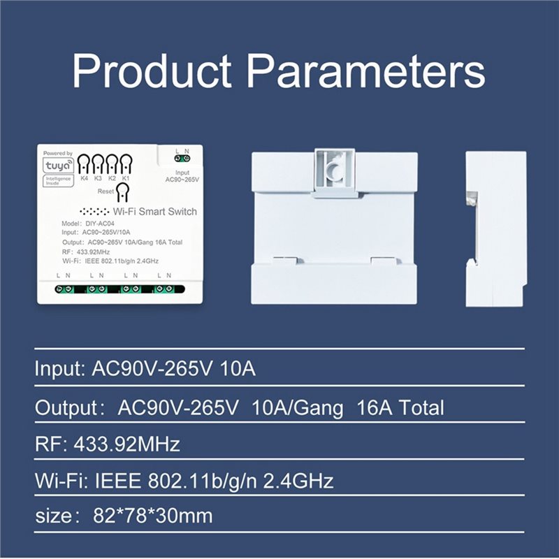 Tuya 4 Channel - Tuya WLAN-Schaltmodul mit Fernbedienung, RF 4-Kanal-Modul,